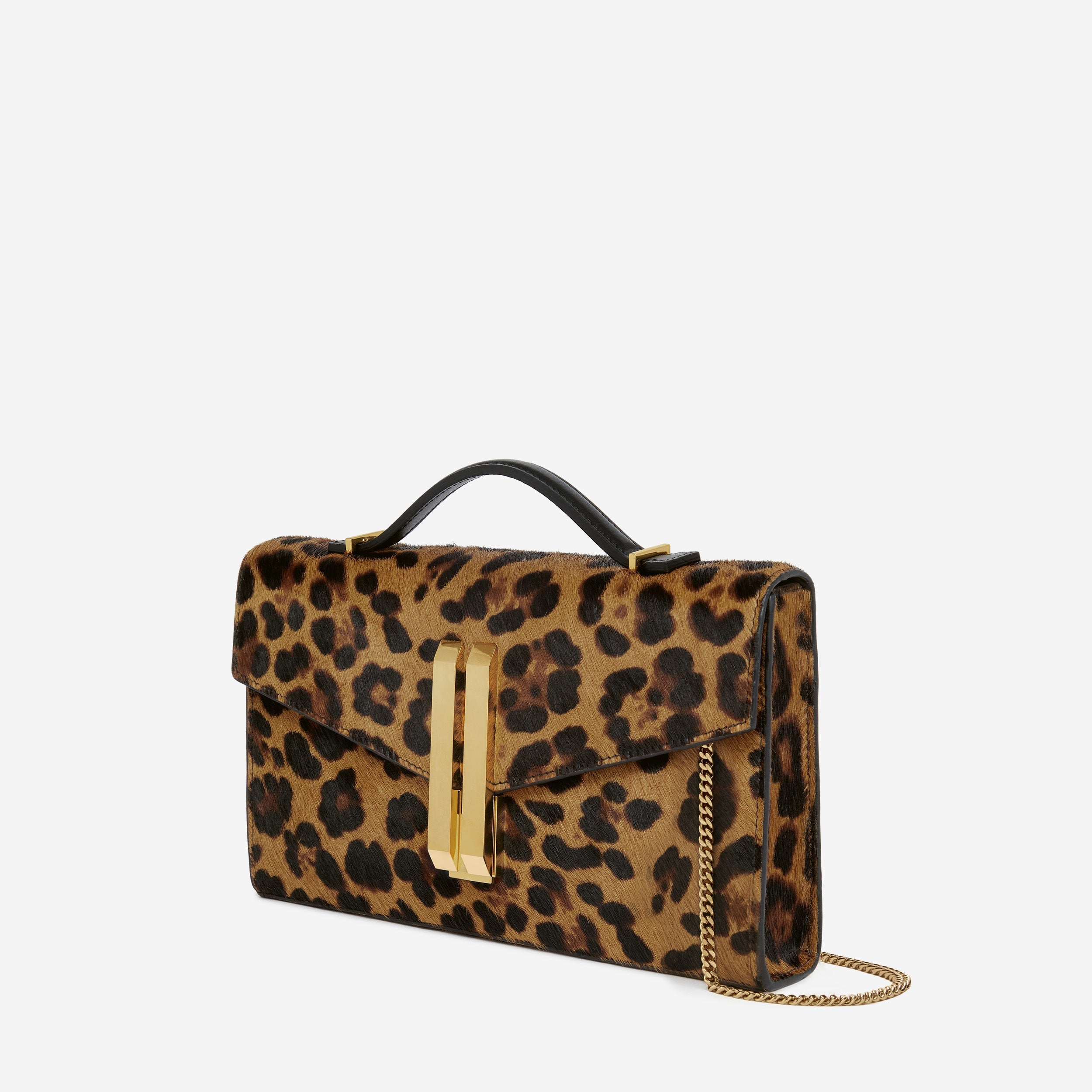The Vancouver Clutch - leopard-effect calf hair & black smooth