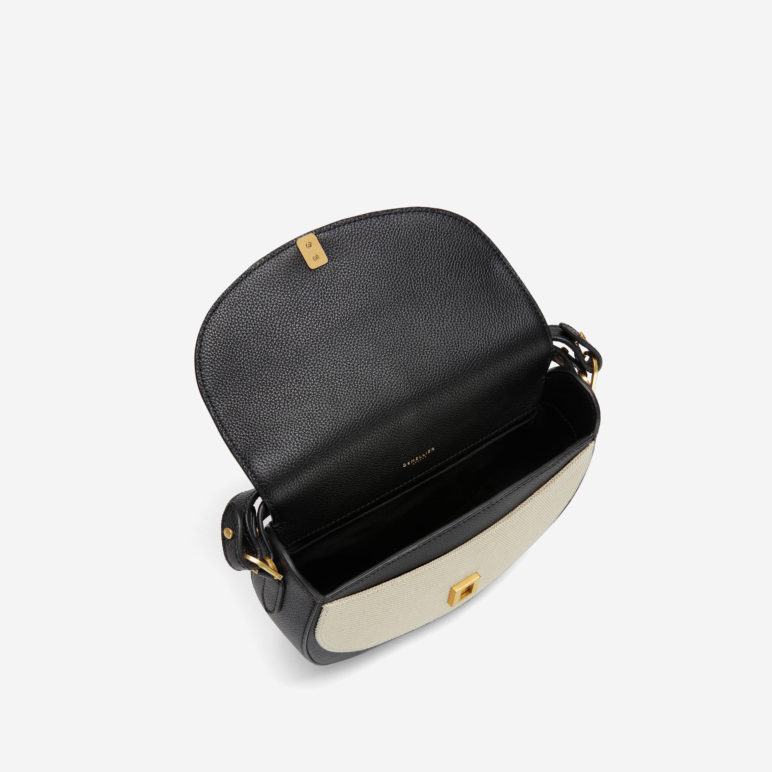 The Siena Saddle - salt & pepper canvas black small grain