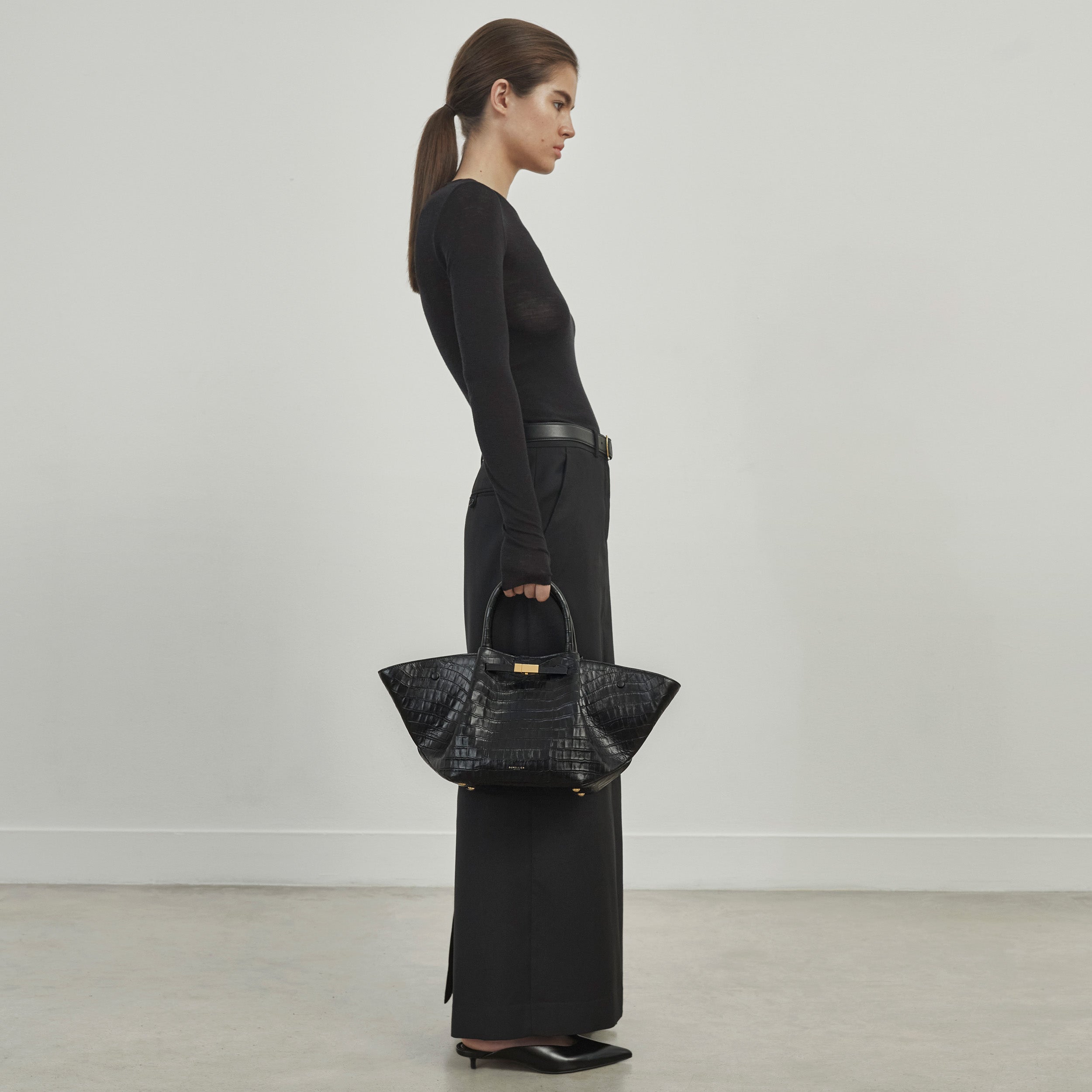The Midi New York - black croc-effect