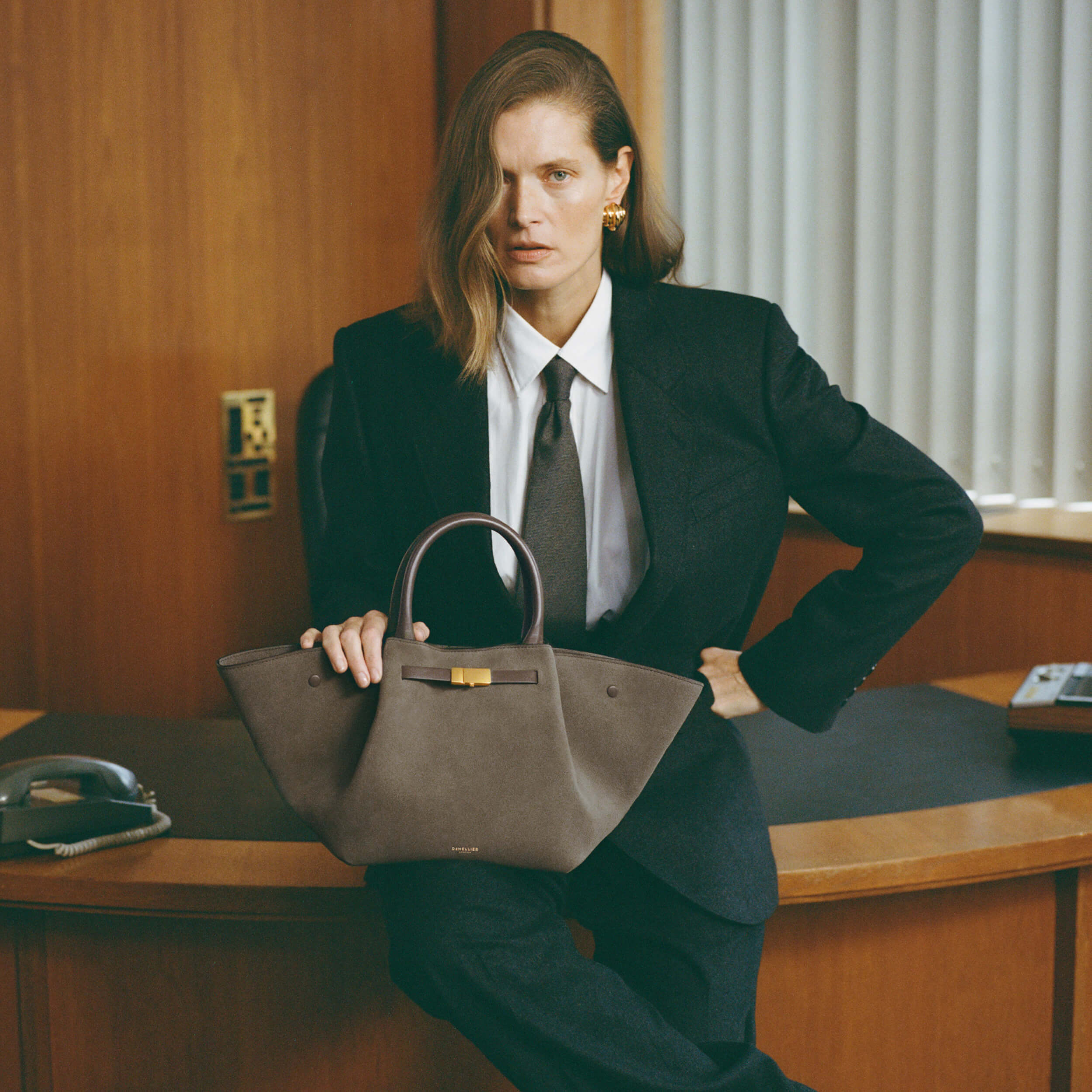 The Midi New York - deep olive suede & deep olive smooth