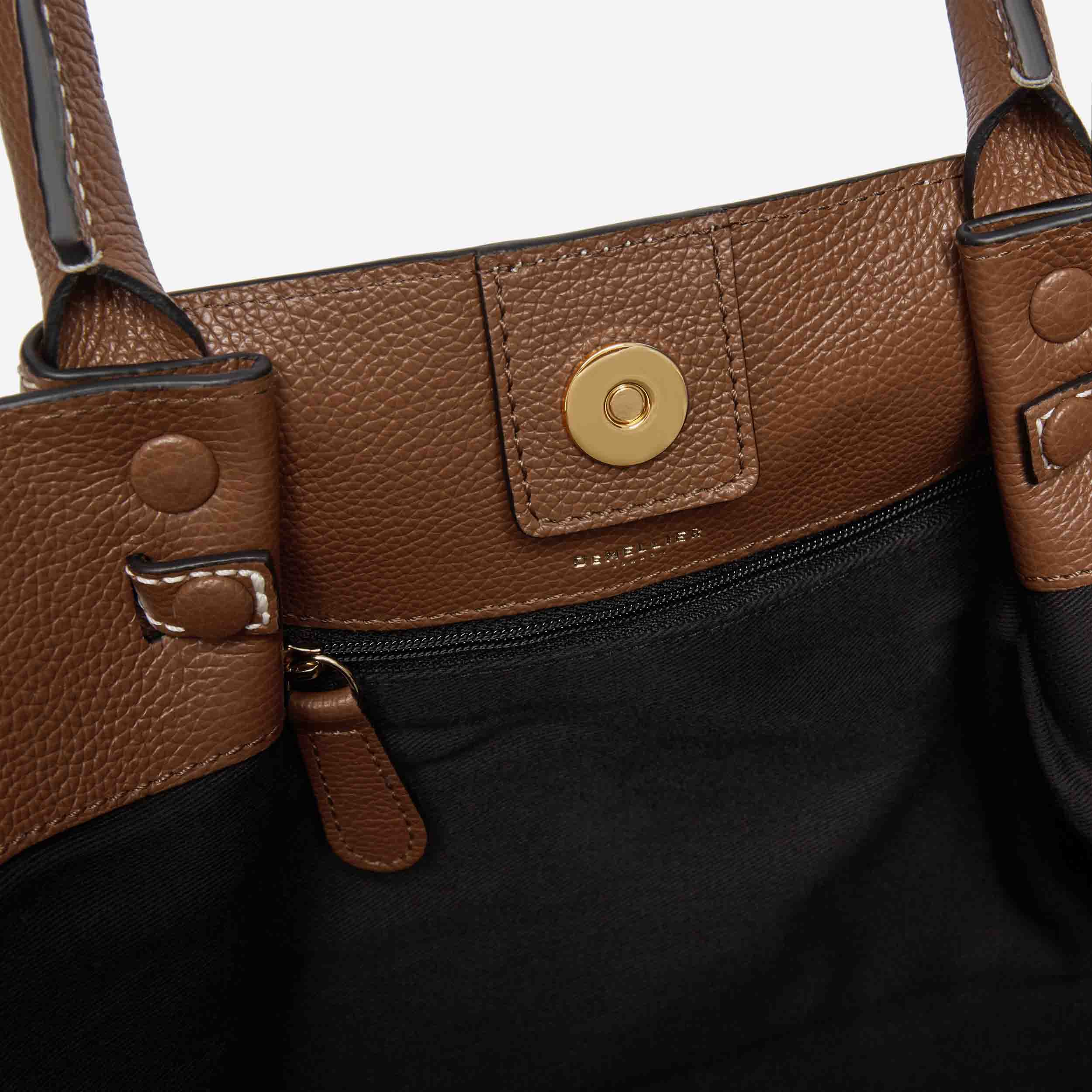 The Midi New York - tan small grain ecru stitching