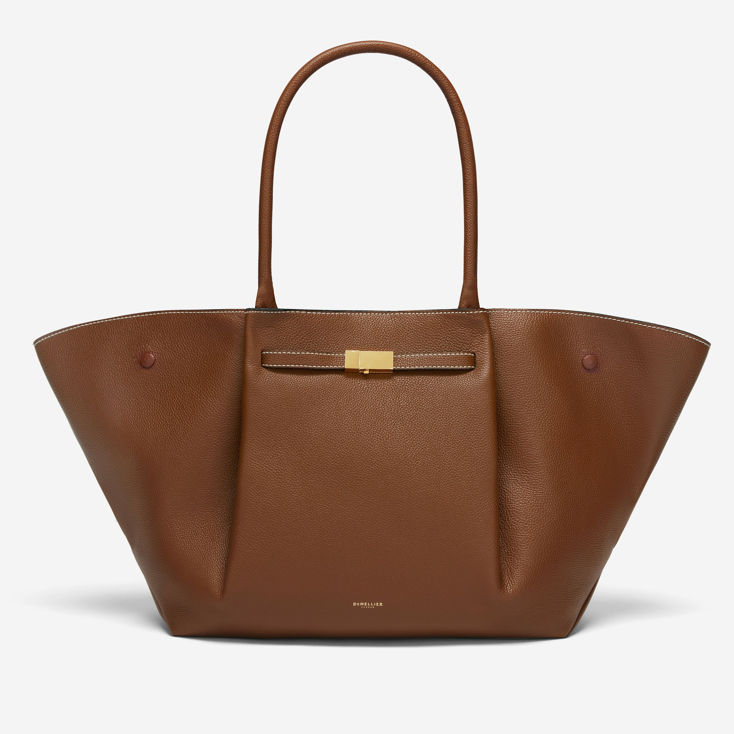 The New York - tan small grain ecru stitching