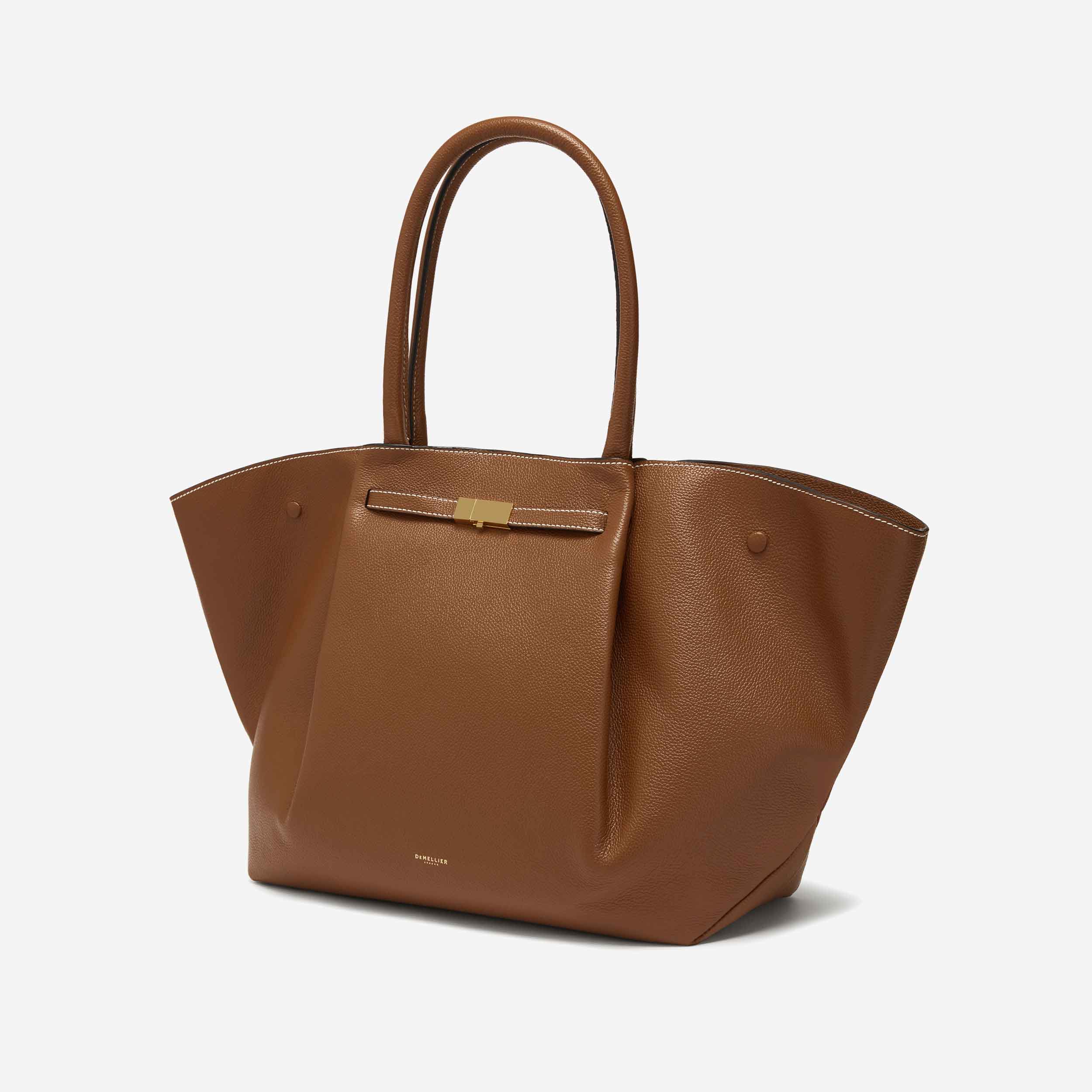The New York - tan small grain ecru stitching